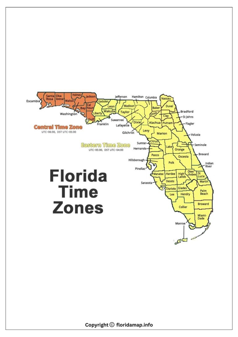 Florida Time Zone Map EST Central Time Zone