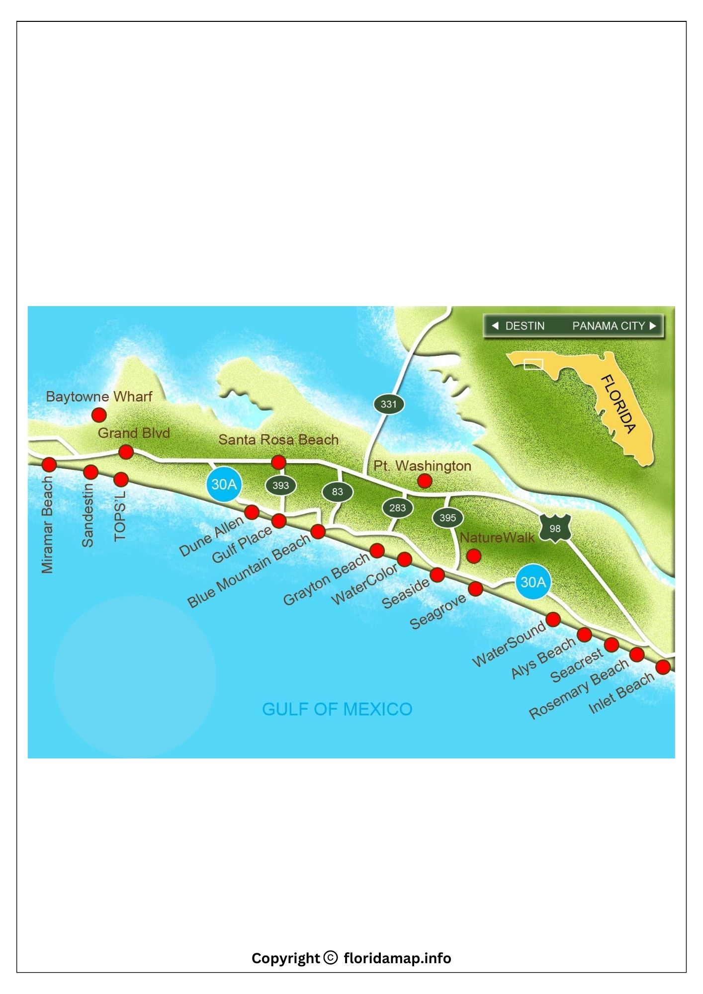 Destin Florida Map [Where is Destin Florida on the Map]