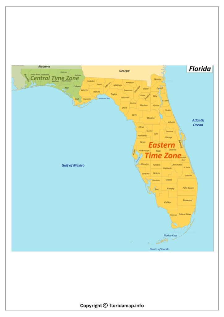 Florida Time Zone Map