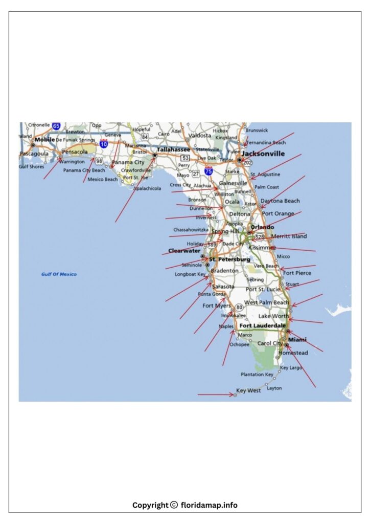 Map of the East Coast of Florida